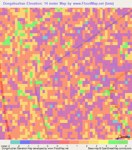 Dongshuzhan,China Elevation Map