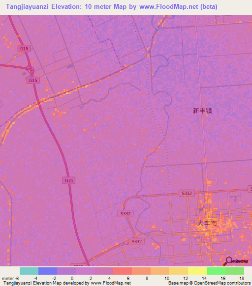 Tangjiayuanzi,China Elevation Map