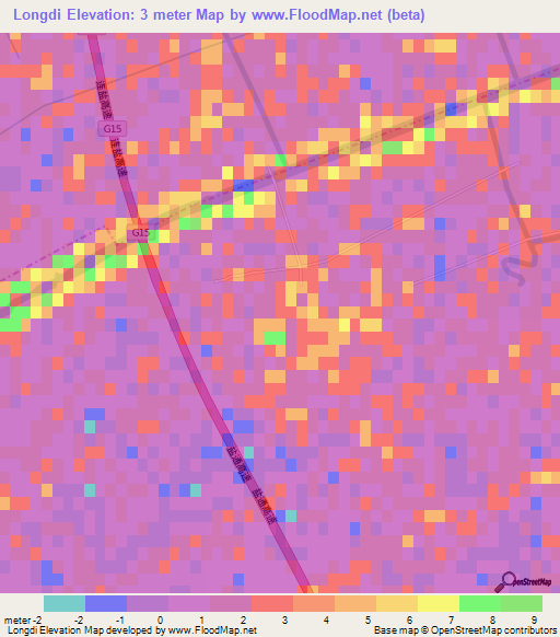 Longdi,China Elevation Map