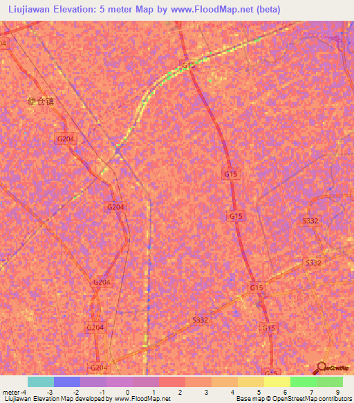 Liujiawan,China Elevation Map
