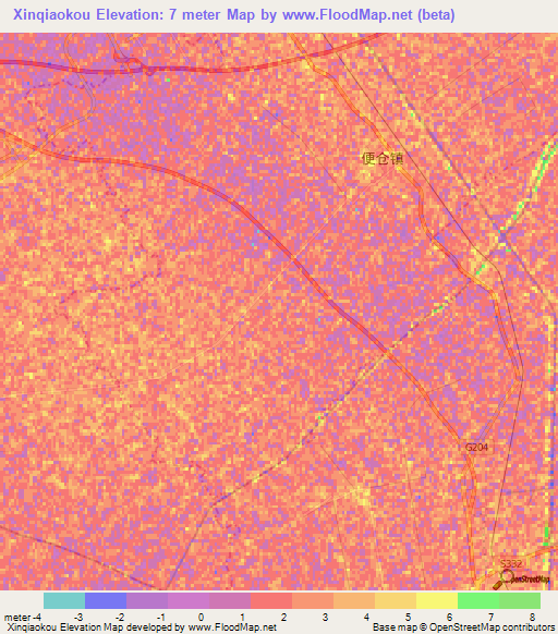 Xinqiaokou,China Elevation Map