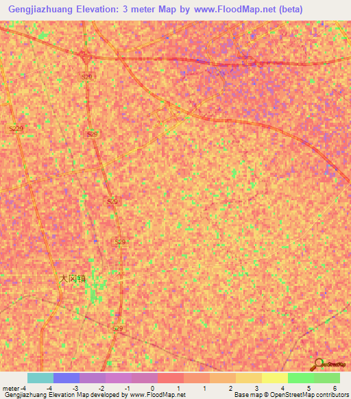 Gengjiazhuang,China Elevation Map