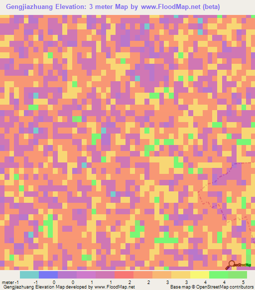 Gengjiazhuang,China Elevation Map