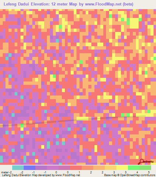 Lefeng Dadui,China Elevation Map