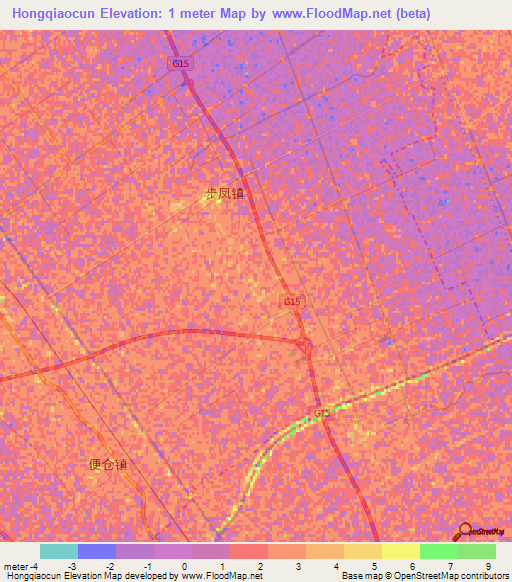 Hongqiaocun,China Elevation Map