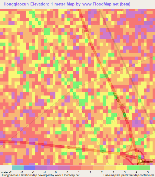 Hongqiaocun,China Elevation Map