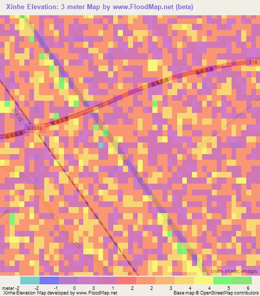 Xinhe,China Elevation Map