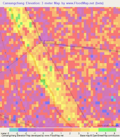 Cansangchang,China Elevation Map