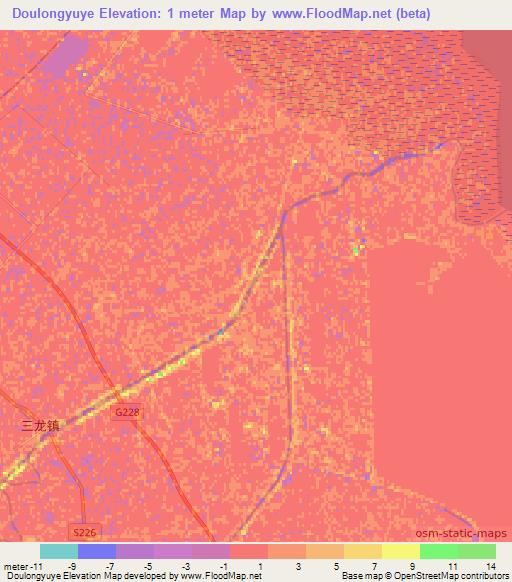 Doulongyuye,China Elevation Map
