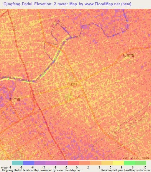 Qingfeng Dadui,China Elevation Map