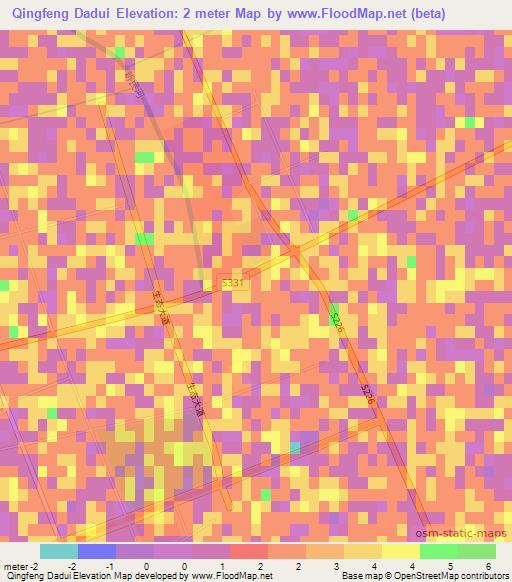 Qingfeng Dadui,China Elevation Map