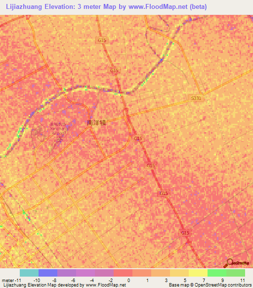 Lijiazhuang,China Elevation Map
