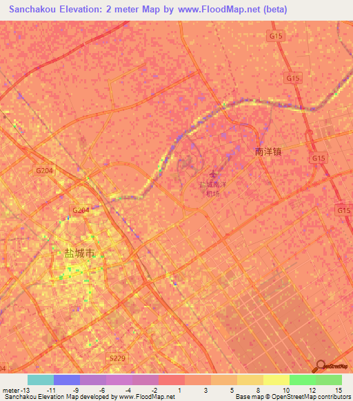 Sanchakou,China Elevation Map