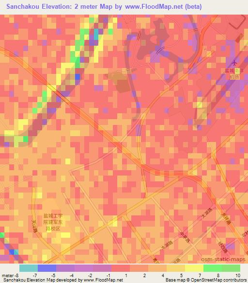 Sanchakou,China Elevation Map