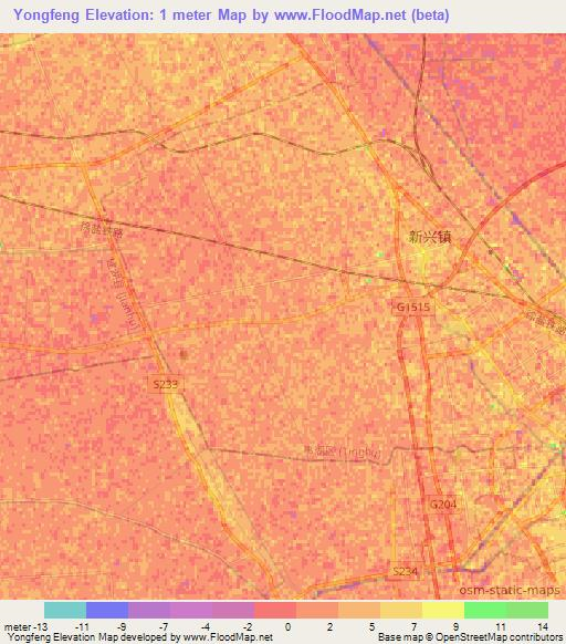 Yongfeng,China Elevation Map
