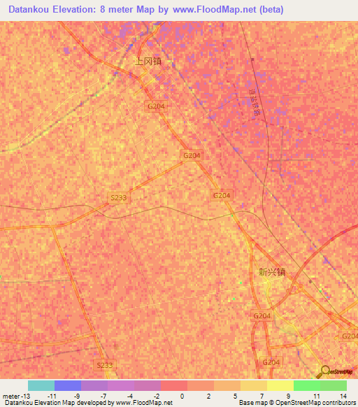 Datankou,China Elevation Map