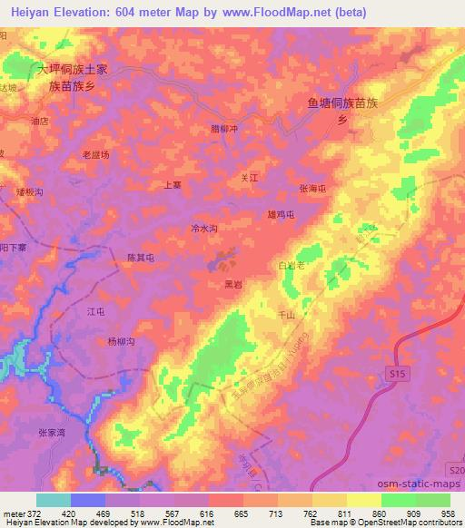 Heiyan,China Elevation Map