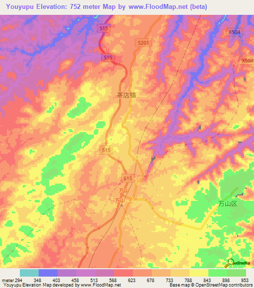 Youyupu,China Elevation Map