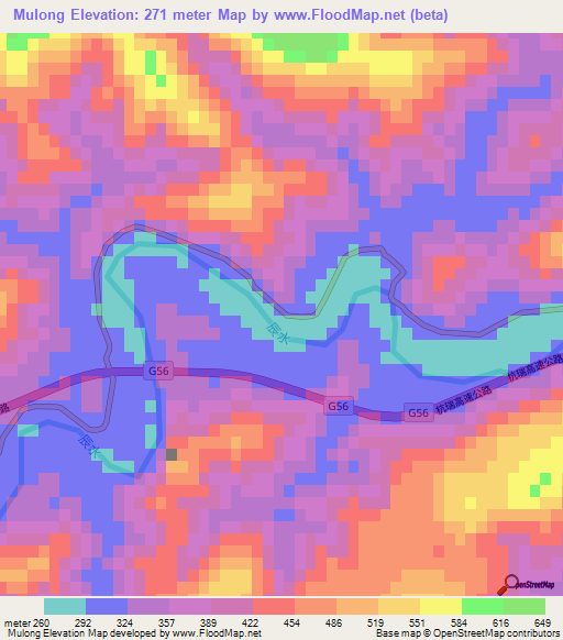 Mulong,China Elevation Map
