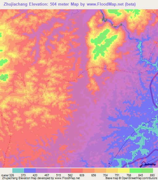 Zhujiachang,China Elevation Map