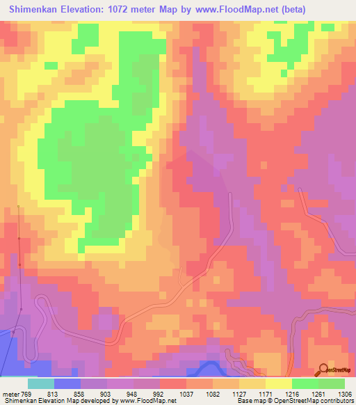 Shimenkan,China Elevation Map