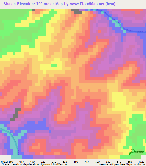 Shatan,China Elevation Map
