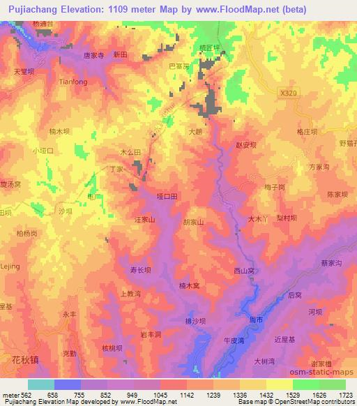 Pujiachang,China Elevation Map