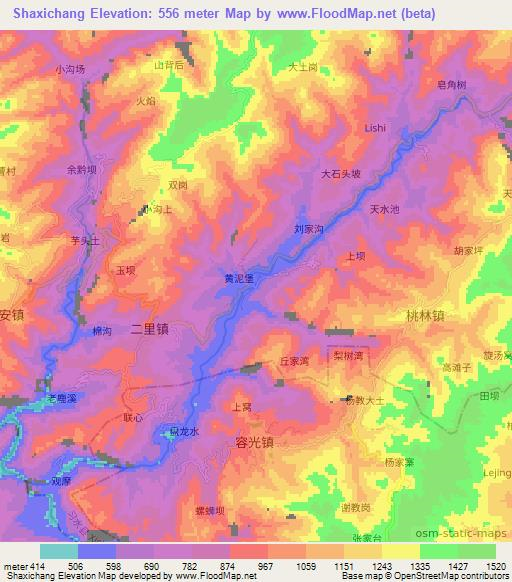 Shaxichang,China Elevation Map