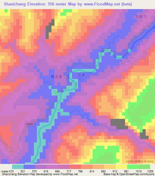 Shaxichang,China Elevation Map