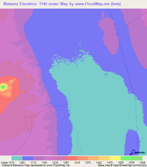 Makama,Tanzania Elevation Map