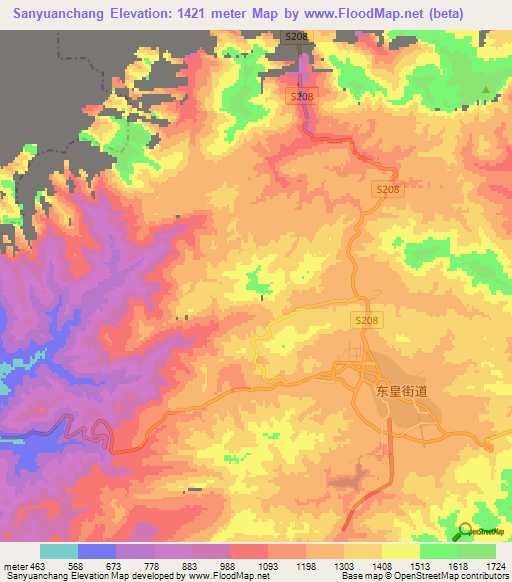 Sanyuanchang,China Elevation Map