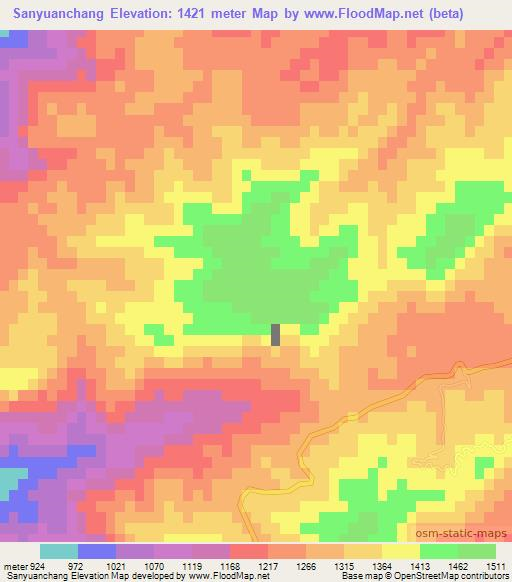 Sanyuanchang,China Elevation Map