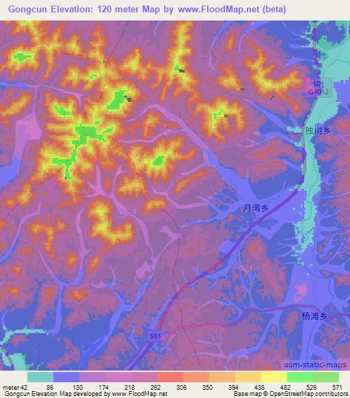 Gongcun,China Elevation Map