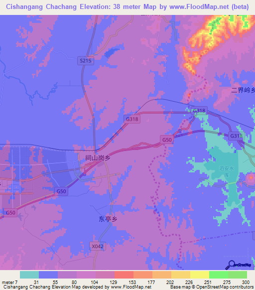Cishangang Chachang,China Elevation Map