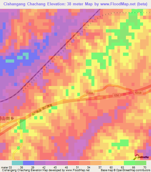 Cishangang Chachang,China Elevation Map