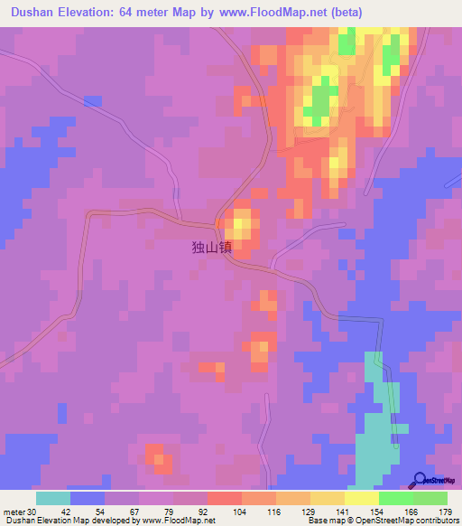 Dushan,China Elevation Map