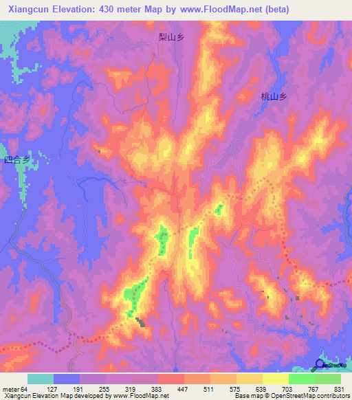 Xiangcun,China Elevation Map