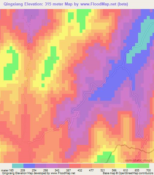 Qingxiang,China Elevation Map