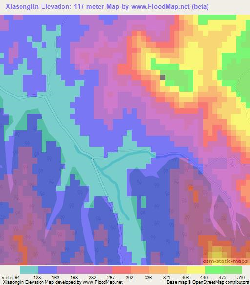 Xiasonglin,China Elevation Map