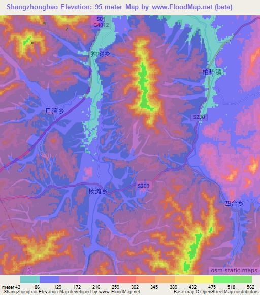 Shangzhongbao,China Elevation Map