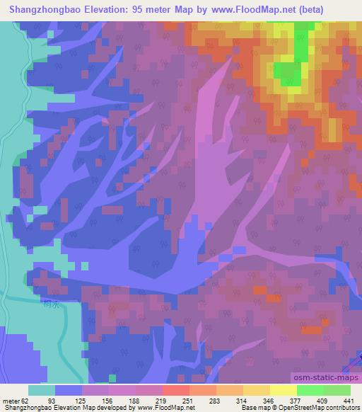 Shangzhongbao,China Elevation Map