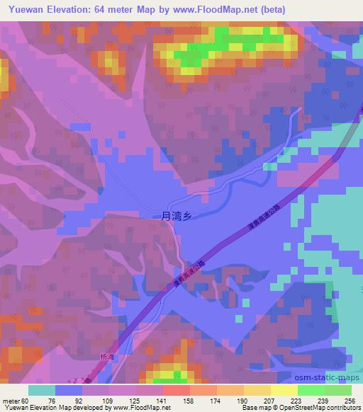 Yuewan,China Elevation Map