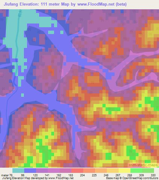Jiufang,China Elevation Map