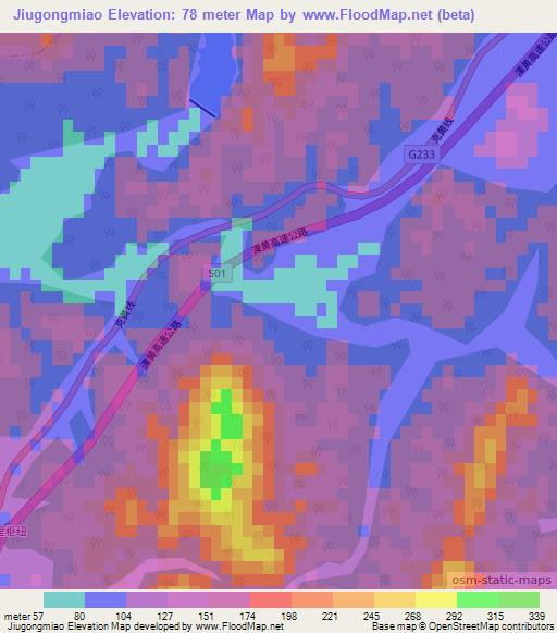 Jiugongmiao,China Elevation Map