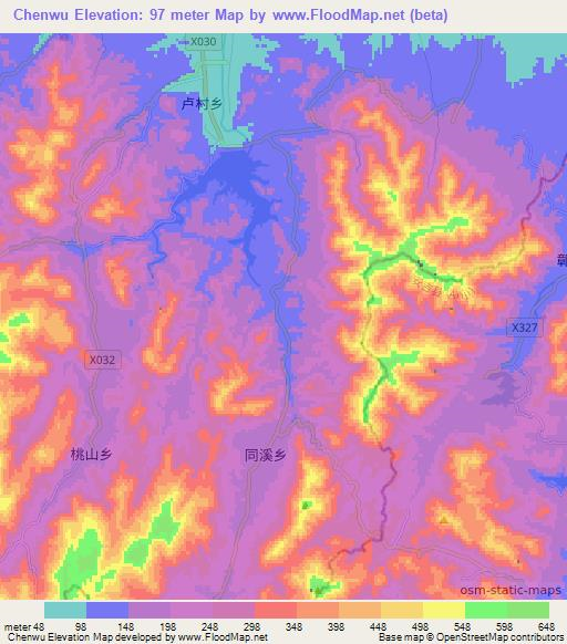 Chenwu,China Elevation Map