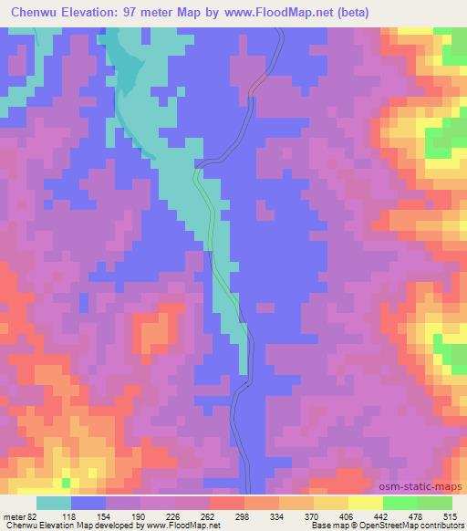 Chenwu,China Elevation Map