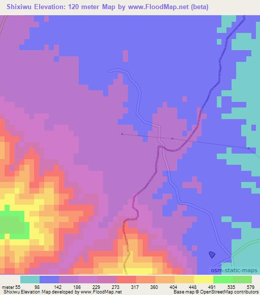 Shixiwu,China Elevation Map