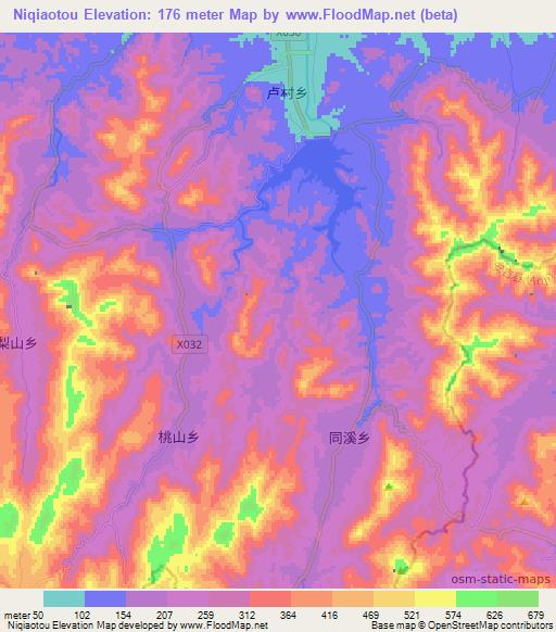 Niqiaotou,China Elevation Map
