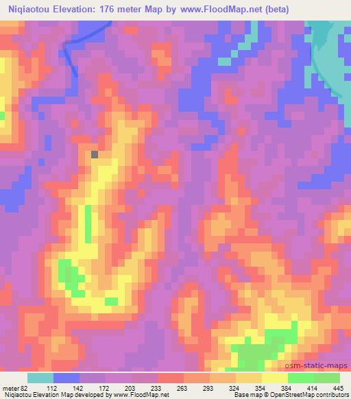 Niqiaotou,China Elevation Map