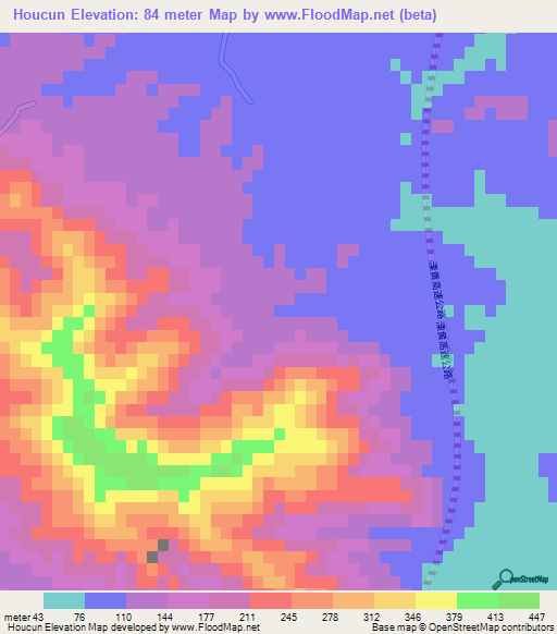 Houcun,China Elevation Map